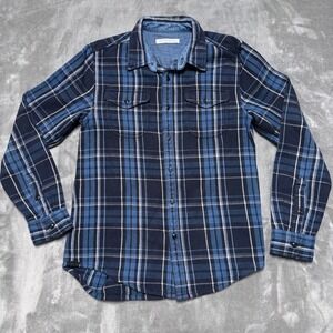 Outerknown Blanket Shirt Flannel Shirt Mens Small Blue Plaid Organic Cotton